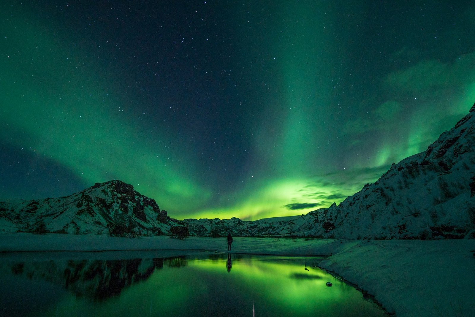 A aurora sobre a Islândia