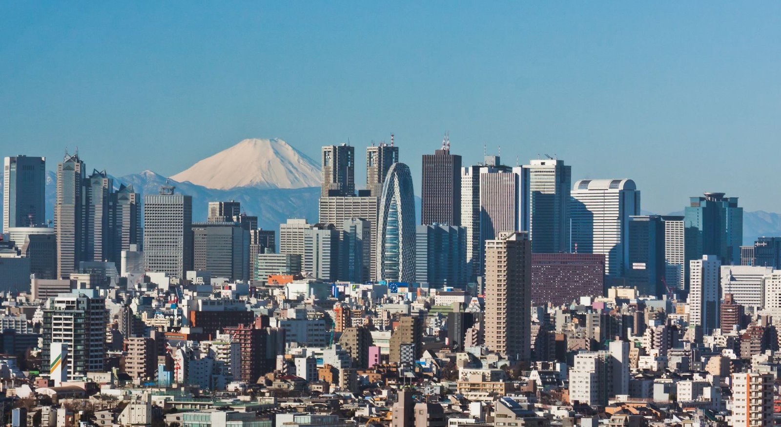 Arranha-céus de Shinjuku com o Monte Fuji ao fundo, em Tóquio